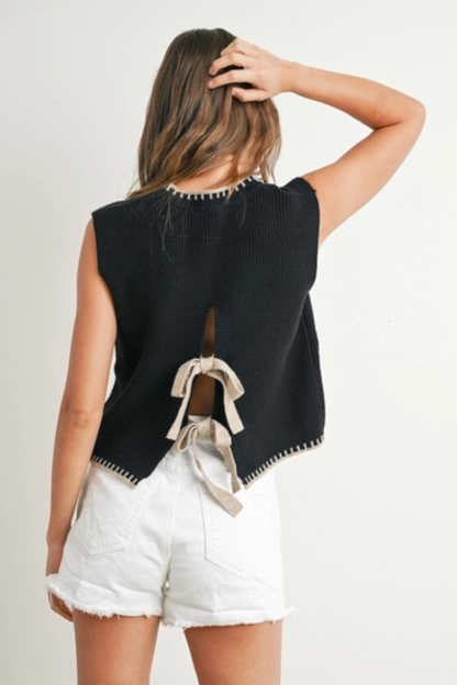 Tie-Back Vest Top | Black