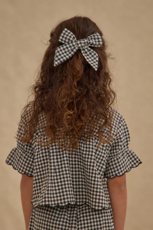 Bow Hair Clip | Black Gingham