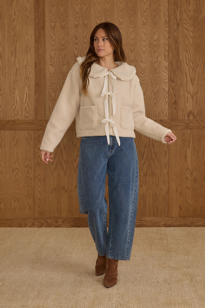 Shearling Collared Coat | Natural