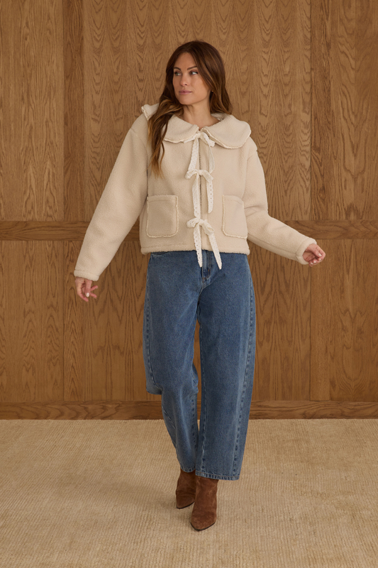 Shearling Collared Coat | Natural