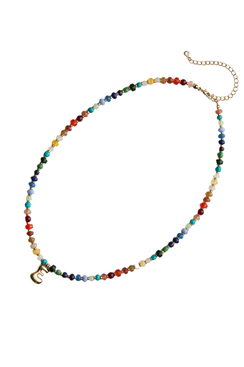 Colorful Beaded Initial Necklace