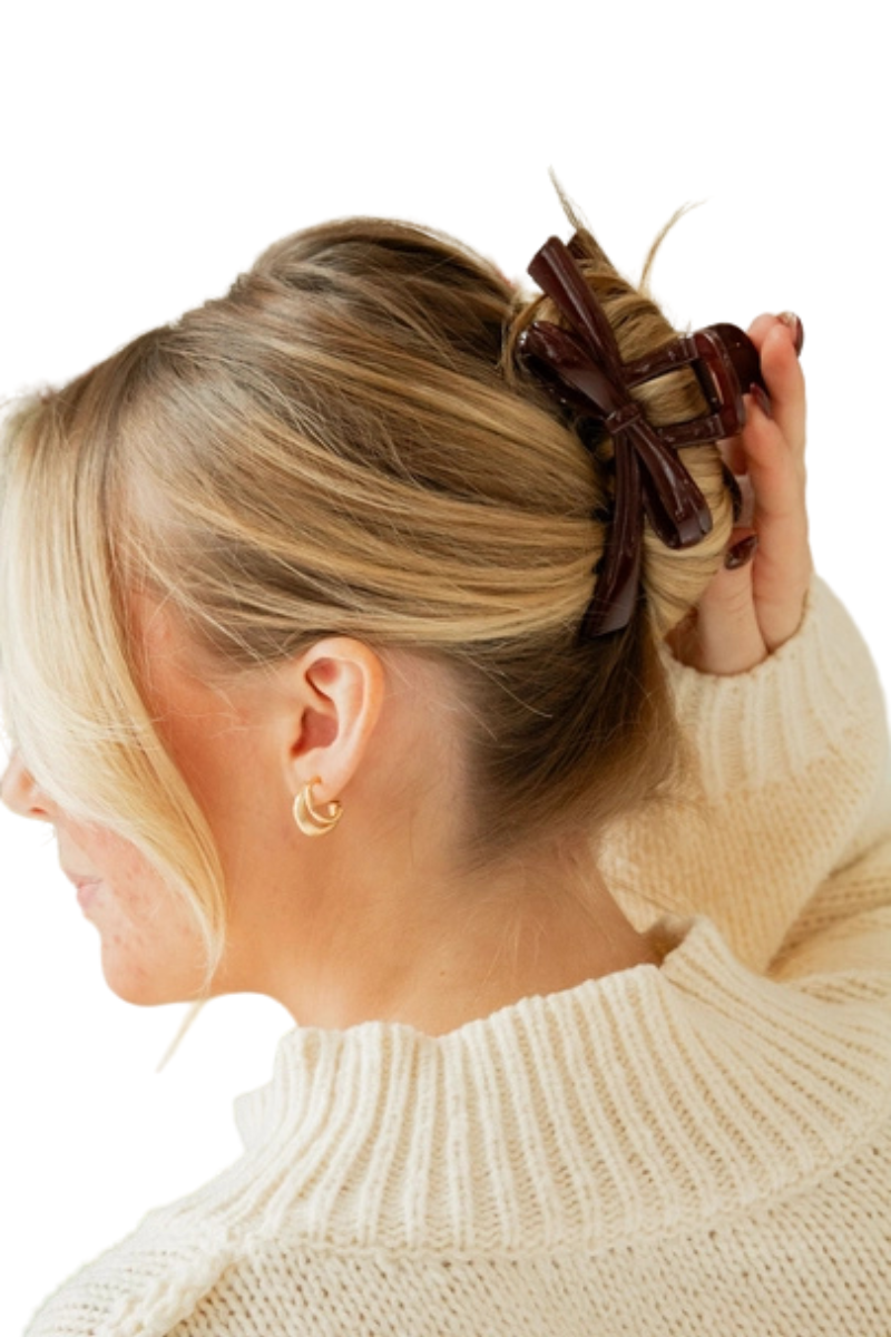 Bow Claw Clip | Burgundy