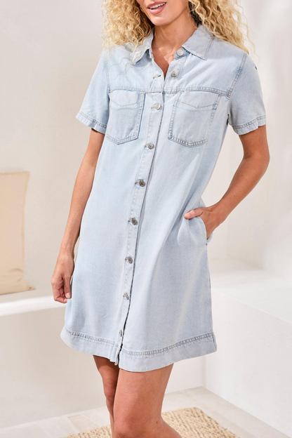 Button Front Denim Dress