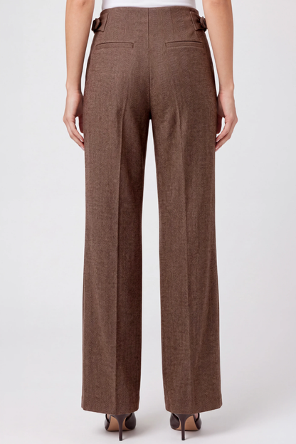 High Rise Pant | Chestnut Herringbone
