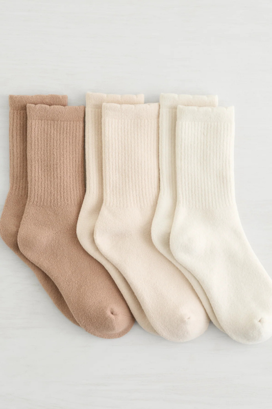 Scallop Edge Crew Sock | 3 Pack