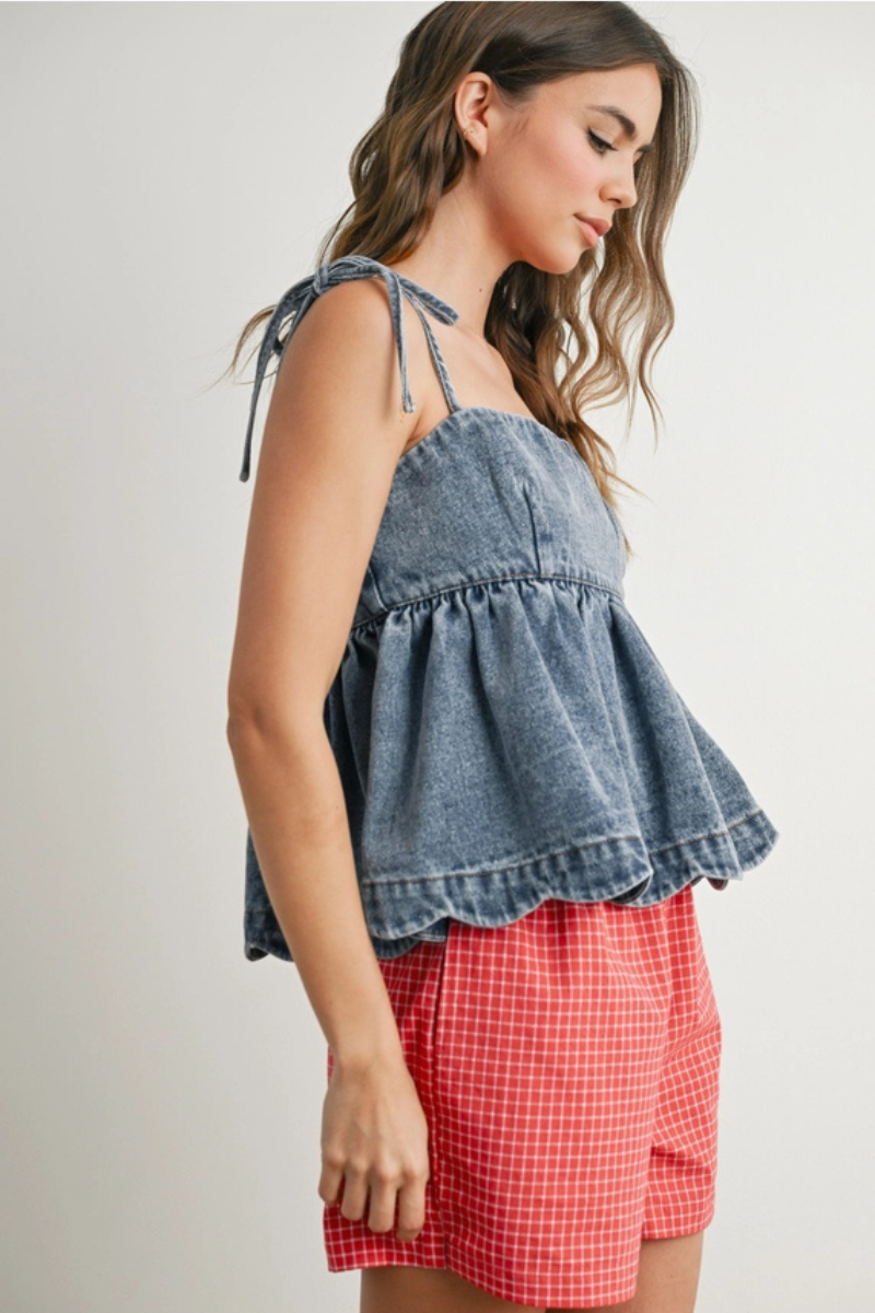 Denim Tie Strap Top