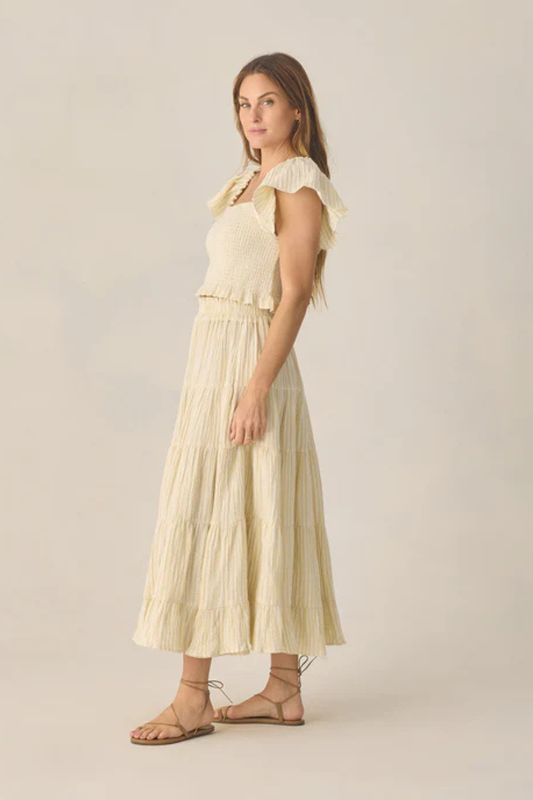 Tiered Maxi Skirt | Citron Stripe