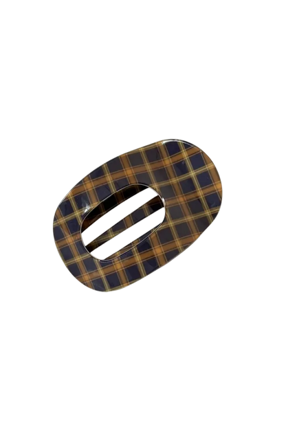 Brown Plaid Oval Clip