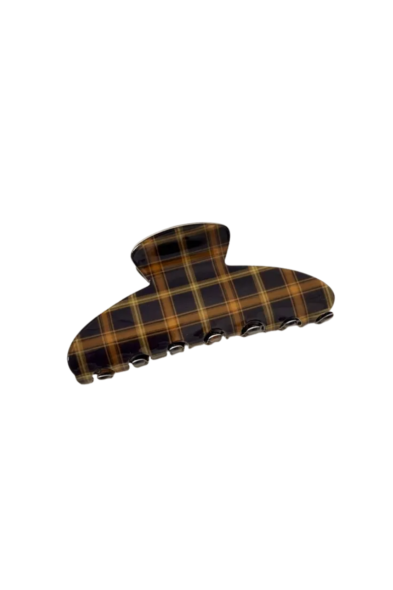 Brown Plaid Fan Clip