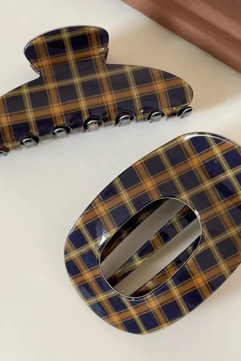 Brown Plaid Fan Clip