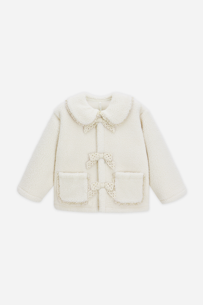 Shearling Collared Coat | Natural