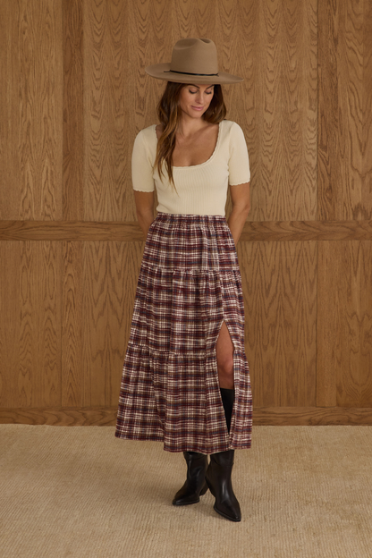 Tiered Skirt | Burgundy skirt