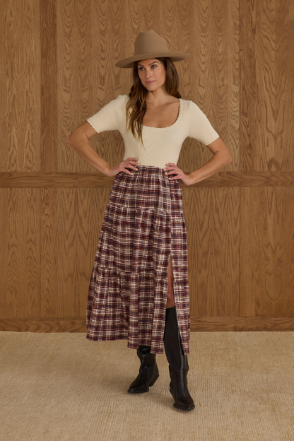 Tiered Skirt | Burgundy skirt