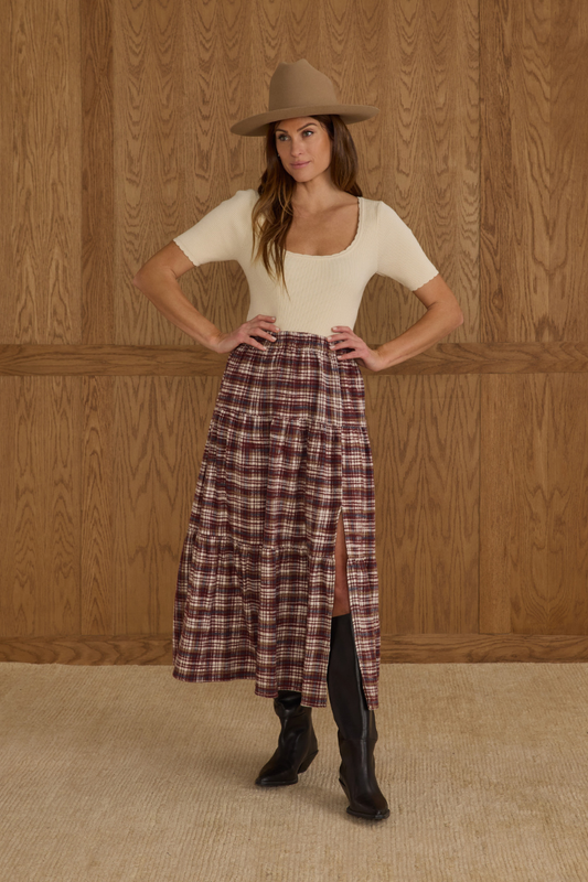 Tiered Skirt | Burgundy skirt
