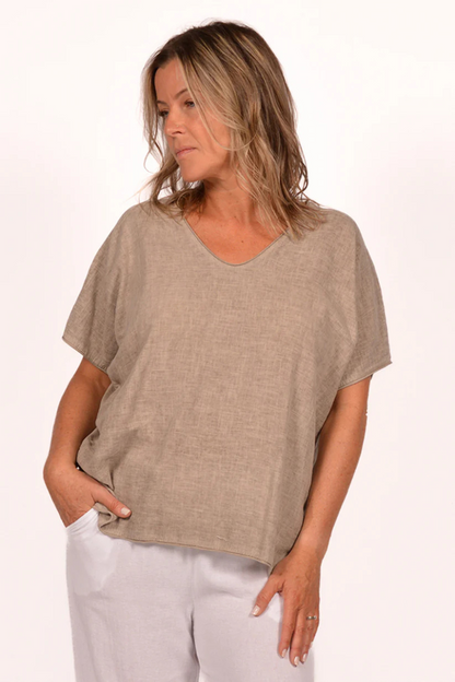Linen V-Neck T-Shirt
