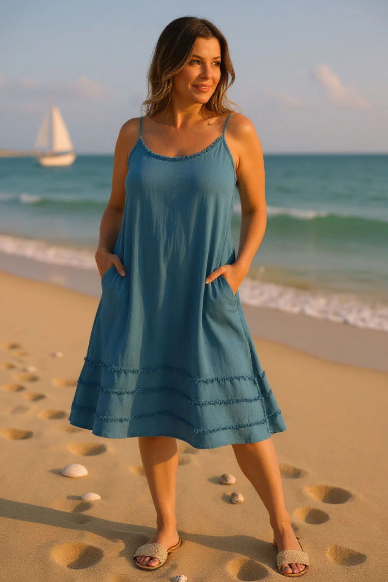 Linen Fray Edge Dress