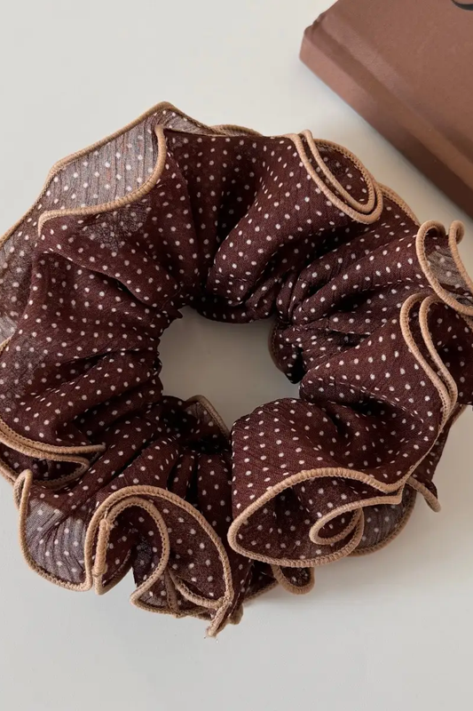 Brown Polka Dot Scrunchie