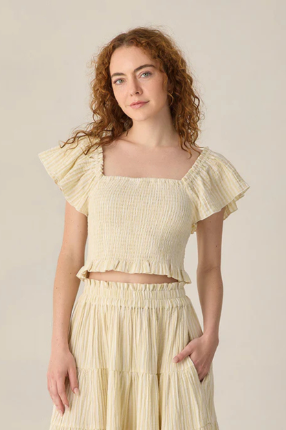 Tiered Maxi Skirt | Citron Stripe
