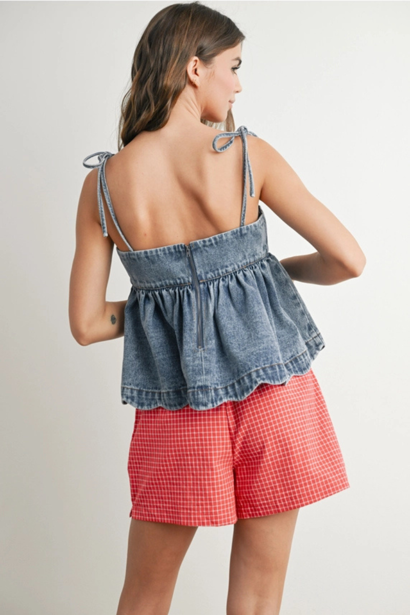 Denim Tie Strap Top