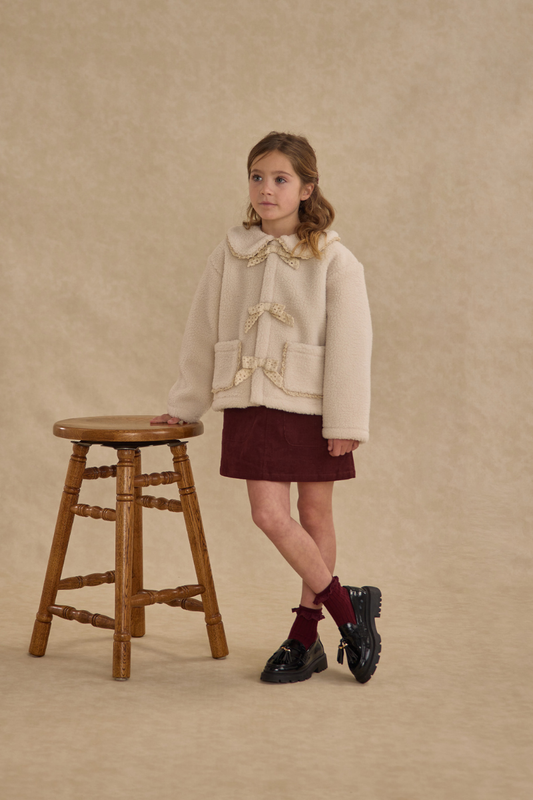 Shearling Collared Coat | Natural