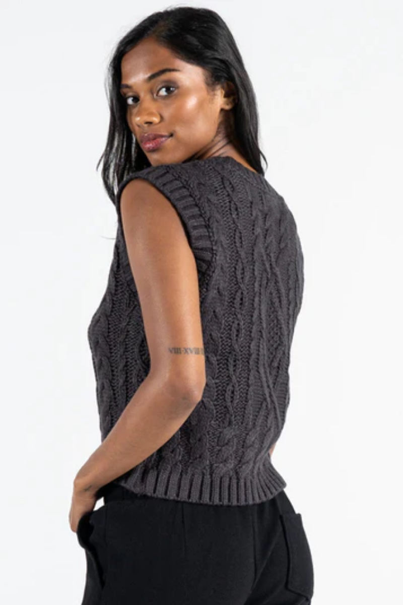 Knit Sweater Vest | Charcoal