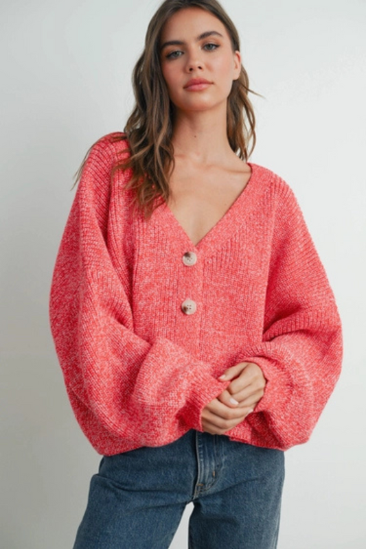Buttoned V-Neck Cardigan