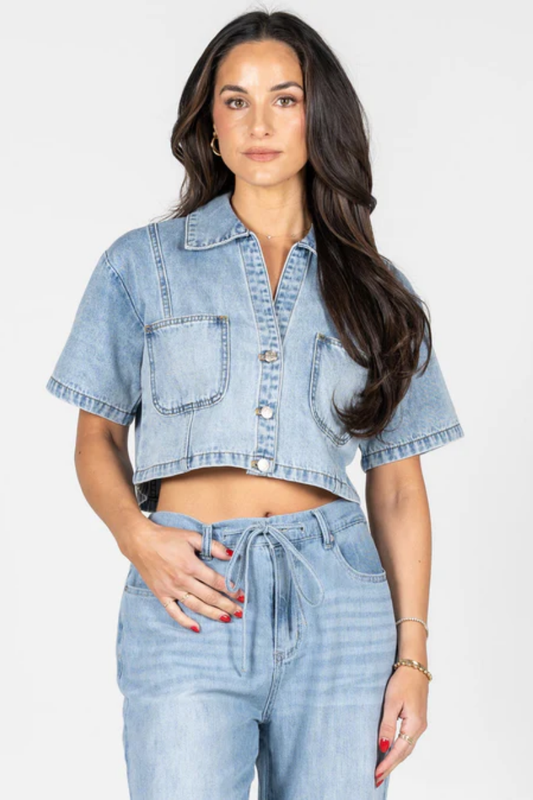 Crop Short Sleeve Denim Jacket