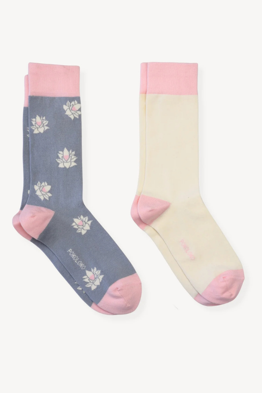 Lotus & Solid Pima Socks | P/2