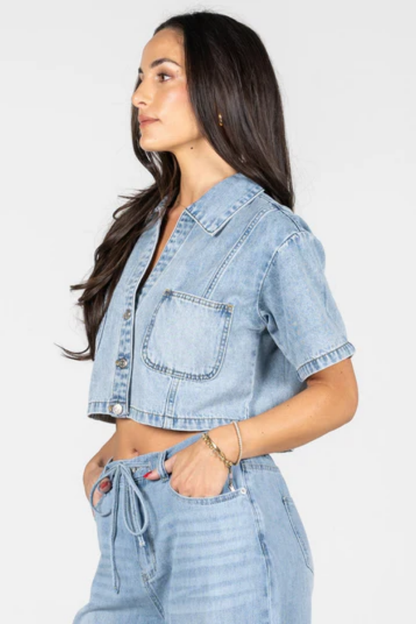 Crop Short Sleeve Denim Jacket