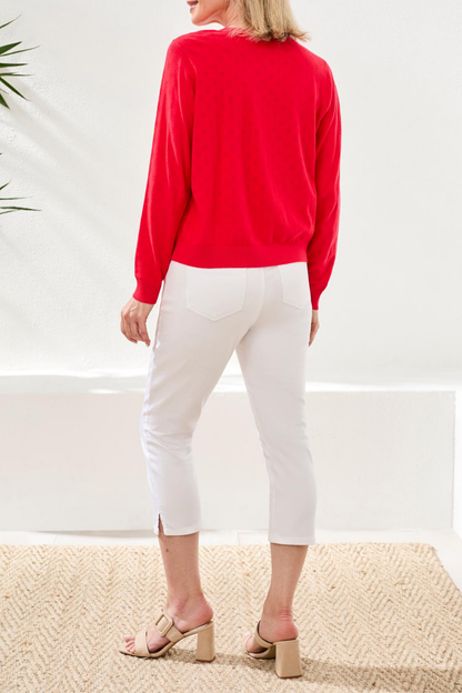 Pointelle Cardigan | Red