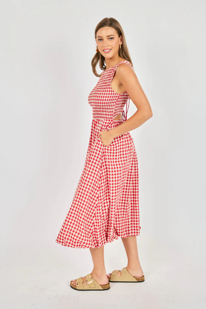 Apple Butter Gingham Dress