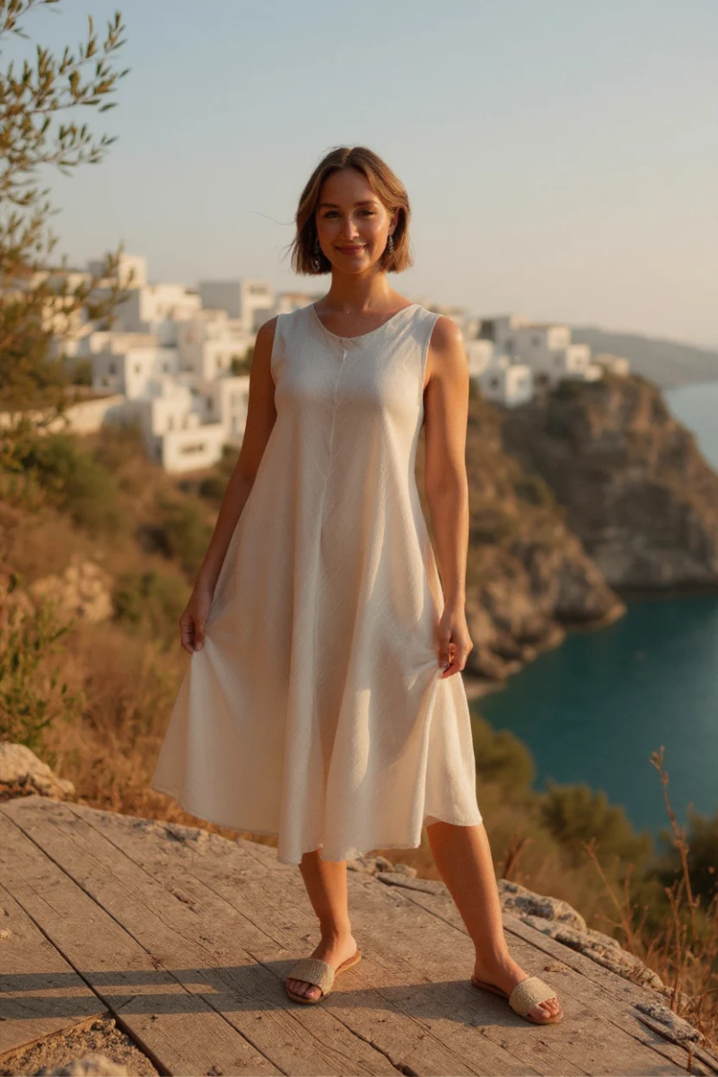 Bias Cut Linen Dress