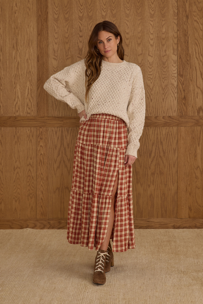 Tiered Midi Skirt | Red Plaid