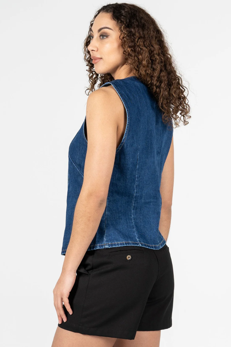 Button Down Denim Vest
