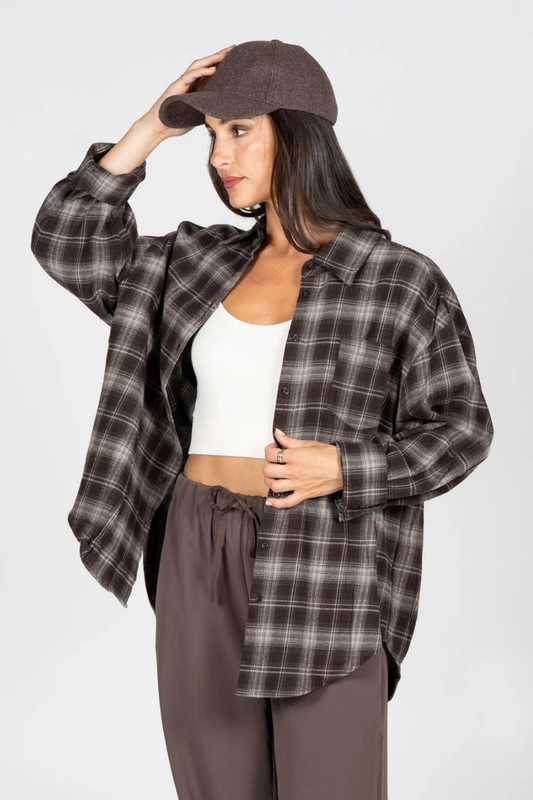 Plaid Flannel Shirt | Brown