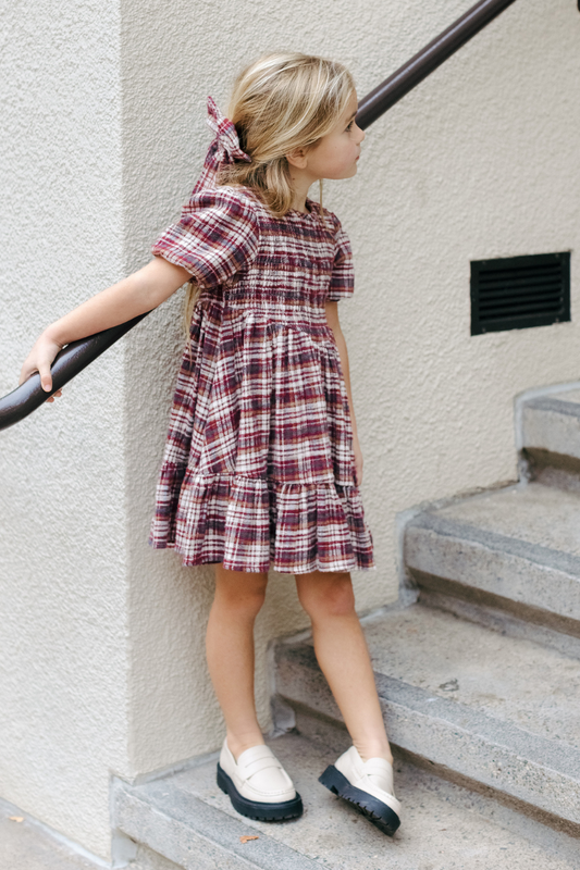 India Dress | Burgundy Plaid