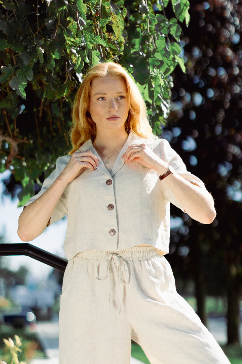 Aster Linen Crop Top