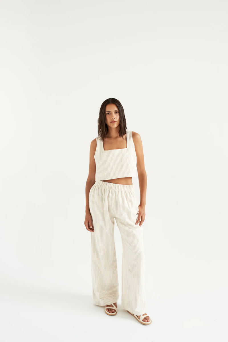 Cleo Pant | Beige Stripe