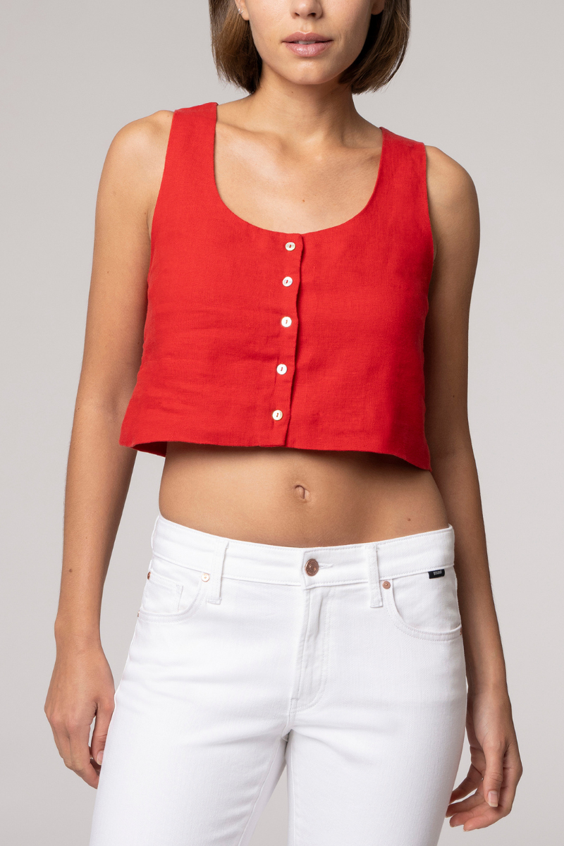 Goji Berry Button Front Blouse
