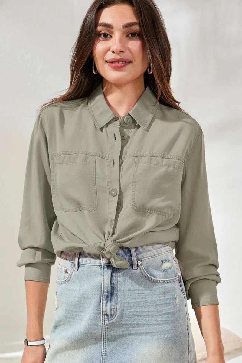 Flowy Button Top | Cactus Clay