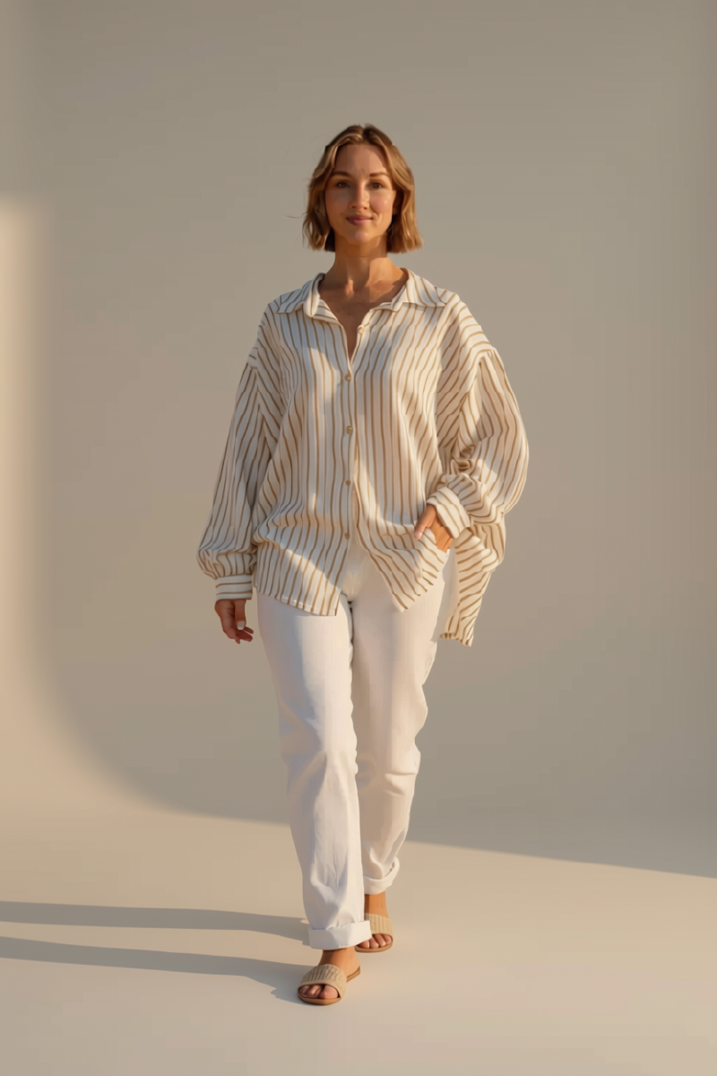 Stripe Button Top