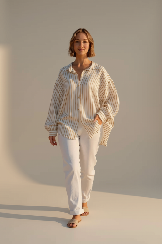 Stripe Button Top