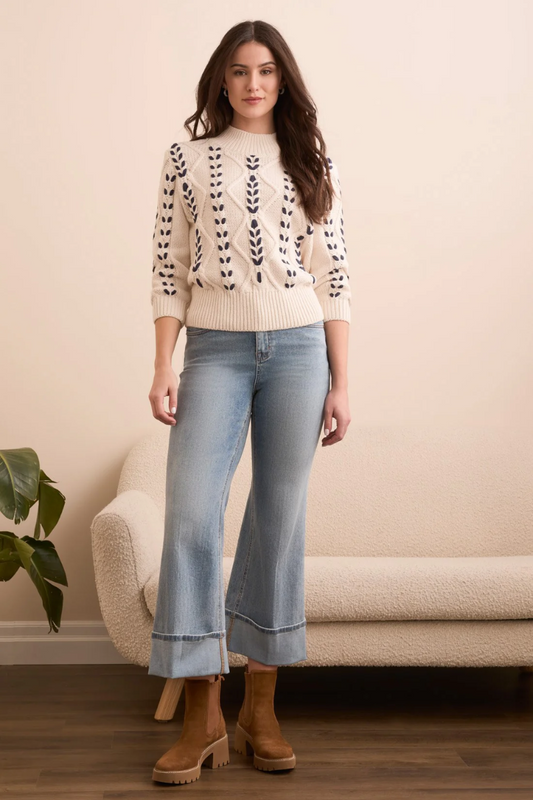 Cable Knit Mock Sweater