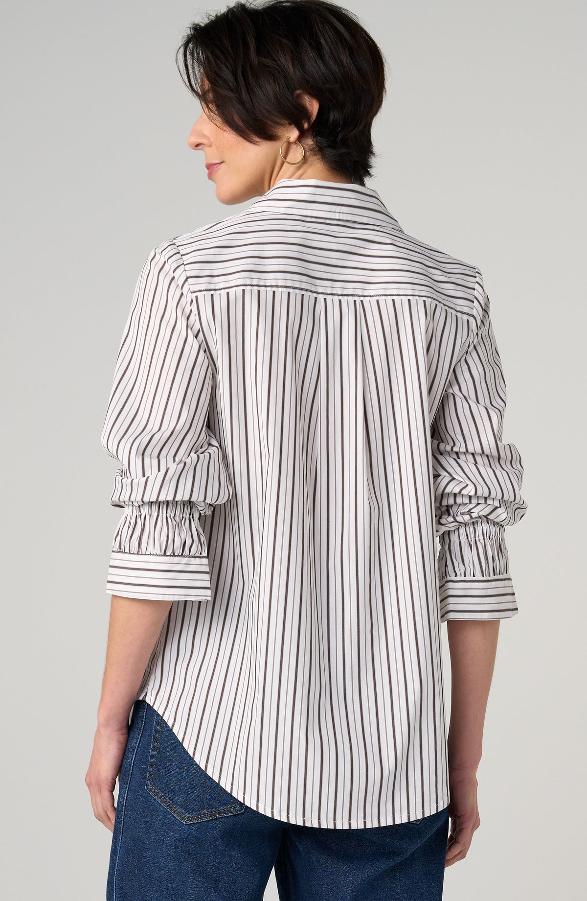 Stripe Button Front Blouse