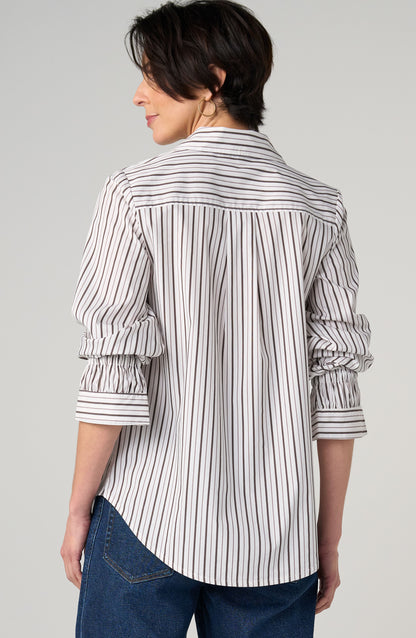 Stripe Button Front Blouse