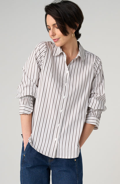 Stripe Button Front Blouse