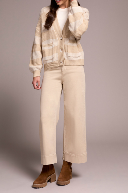 Two-Tone Buttoned Cardigan