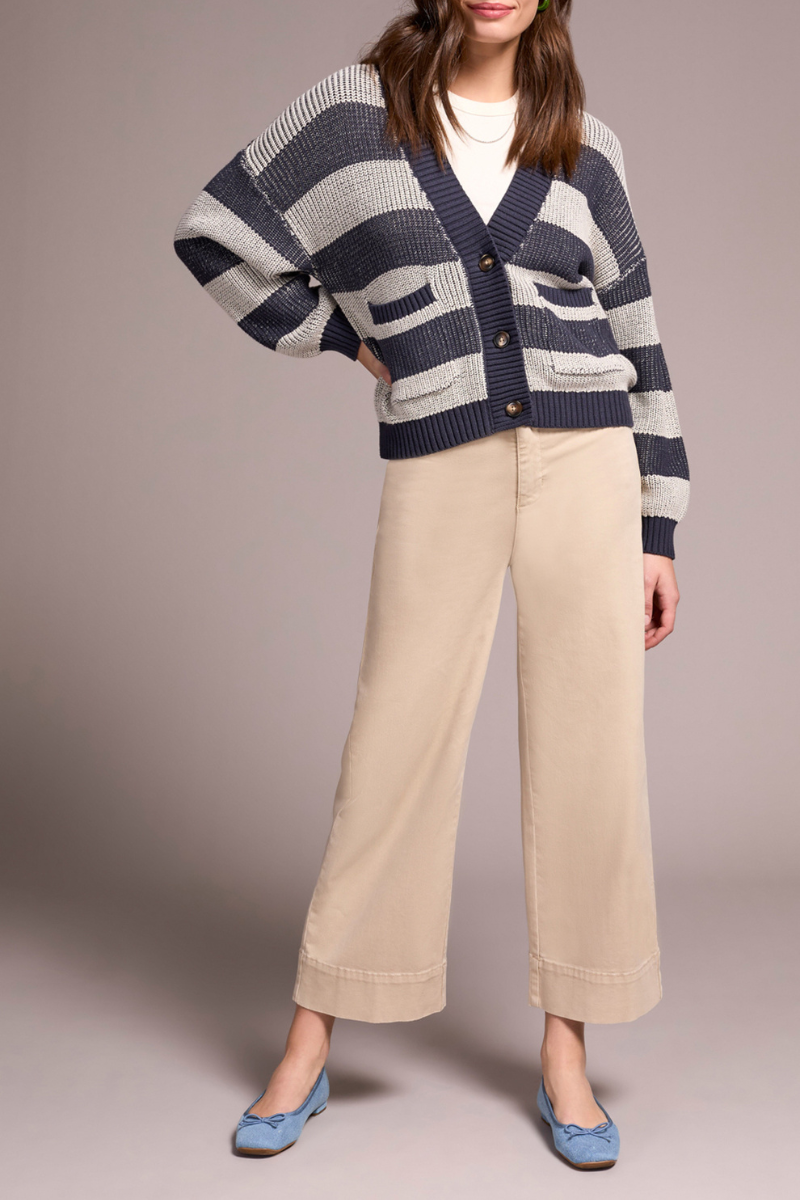 Two-Tone Buttoned Cardigan