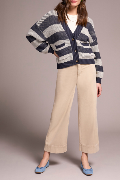 Two-Tone Buttoned Cardigan