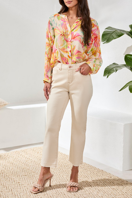 Sophia Micro-flare Denim | Ecru